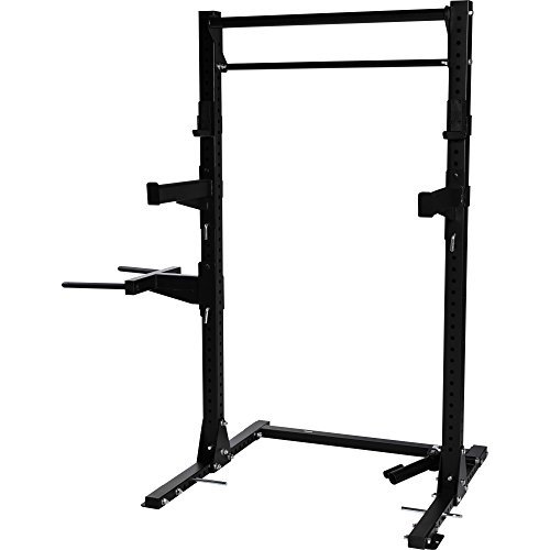 GORILLA SPORTS ® Multi Squat Rack Knieubeugenständer Schwarz – Ablage für Langhantelstangen mit Dip-Griffen und Klimmzugstangen bis 300 kg belastbar