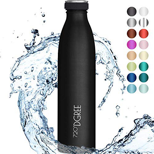 720°DGREE Edelstahl Trinkflasche “milkyBottle” - 1L - BPA-Frei, Auslaufsicher, Kohlensäure geeignet - Thermosflasche für Sprudel, Sport, Uni, Schule, Fitness, Outdoor, Camping