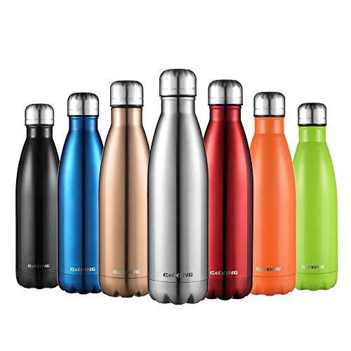cmxing CMXING Doppelwandige Thermosflasche 500 mL mit Tasche BPA-Frei Edelstahl Trinkflasche Vakuum Isolierflasche für Outdoor-Sport Camping Mountainbike (Silber, 500 mL)
