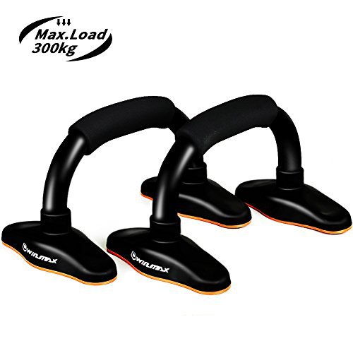Winline Liegestützgriffe, Push Up Stand Bar, Griffe Liegestütze, Fitness, Gymnastik, Brusttraining, Body Building Zubehör mit Edelstahlstange & Schaumstoffgriff für Männer und Frauen,1 Paar (Black)
