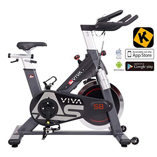 AsVIVA Indoor Cycle S8 Pro Speed-Bike mit Bluetooth App Kontrolle - Fitnessbike & Heimtrainer inkl. Klickpedale und Riemenantrieb