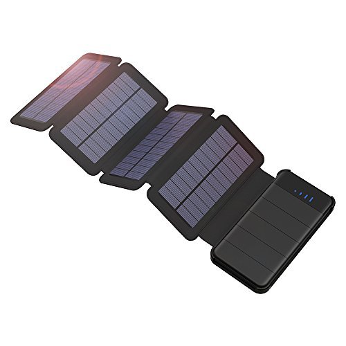 GIARIDE 10000mAh Solar Powerbank Outdoor Solarladegerät mit 4 Sonnenkollektoren, LED Licht, Dual USB für iPhone, iPad, Samsung Galaxy, LG, Pixel, Tabletten und vieles mehr