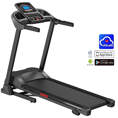 AsVIVA Laufband Cardio T16 Heimtrainer, Bluetooth, 15% Steigung, 16km/h Geschwindigkeit, energieeffizienter 3,5 PS goGreen (elektr. Steigung), Laufband Heimtrainer klappbar