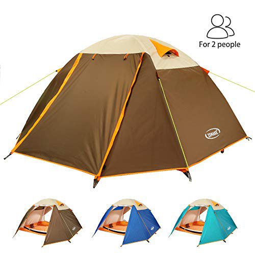 ZOMAKE Leicht Trekkingzelt für 2 Personen Wasserdicht,3-4 Saison Camping Zelt für Trekking,Outdoor,Festival (Braun)