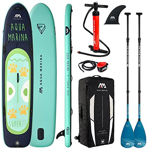 Aqua Marina Super Trip Board 2021 mit 2 Stück Carbon Nylon Paddel und Leash