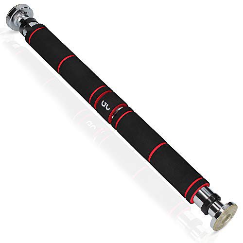Goodcepts Klimmzugstange uniShape Pull Up Bar | Türreck | Hometrainer | kein Schrauben erforderlich | für Türrahmen/Türstock 62-100cm | Rot | Schwarz | Silber