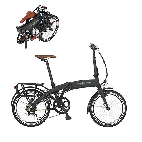 Fischer FISCHER E-Bike Klapprad / Faltrad FR18, graphitschwarz matt, 20 Zoll, Bafang Hinterradmotor 25 Nm, 36V Akku im Rahmen, 7-Gang Schaltung von Shimano