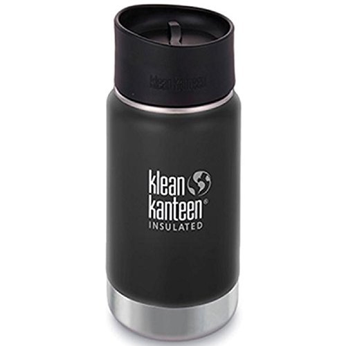 Klean Kanteen Wide Vacuum Insulated mit Cafe Cap 2.0 Trinkflasche, Shale Black matt, One Size