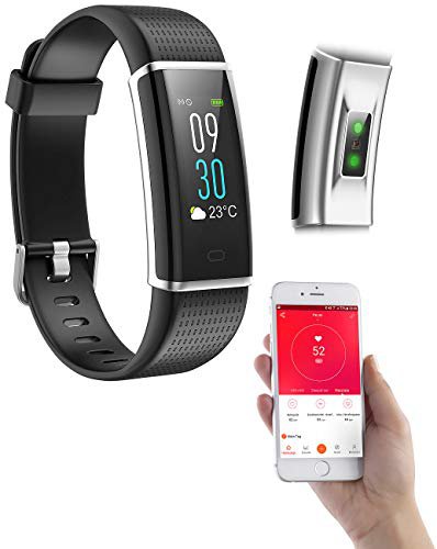 PEARL Smart Bracelet: Fitness-Armband, GPS-Streckenverlauf, Puls, XL-Farb-Display, App, IP67 (Sport-Uhren)