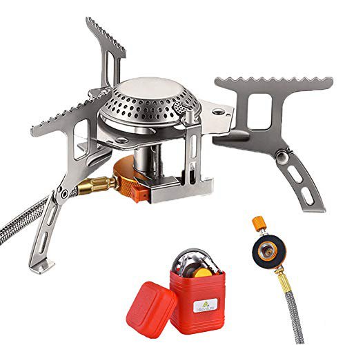 HIKENTURE Gaskocher mit Piezozündung, Gas Campingkocher für Coleman Primus Gasbrenner für Trekking Picknick Outdoor, Transportabler Camping Kocher, 3500W