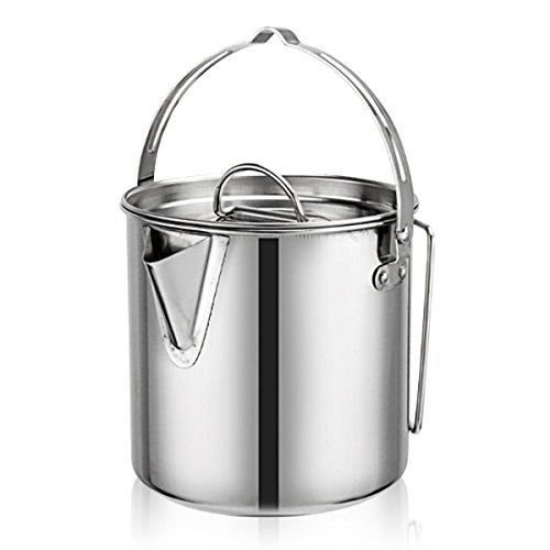 Donnagelia 1,2 L Edelstahl Kochen Teekessel Kaffeekanne mit Deckel und Griff für Camping Wandern Angeln