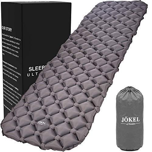 Jökel of Sweden JÖKEL Isomatte Camping, Schlafmatte Leicht kleines packmaß, Aufblasbare Bequem Luftmatratze, Grau Faltbar und Kompakt, Ultraleicht-e, Trag und Klappbar Liegematte, für Outdoor Wandern und Camping