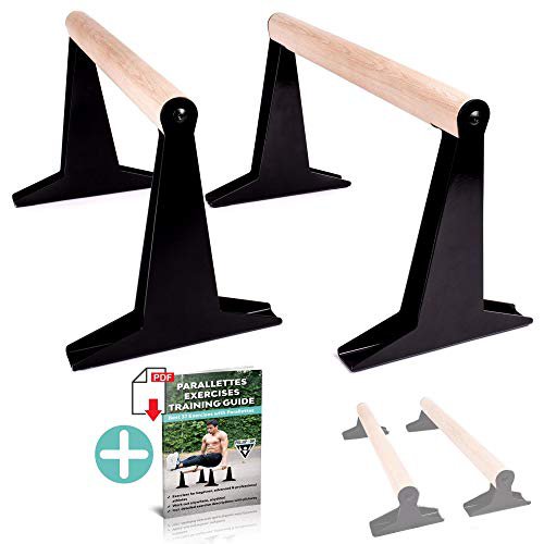 PULLUP & DIP Holz Parallettes, Low & Medium Minibarren Handstand Barren mit ergonomischem Holz Griff, Liegestützgriffe Push-up Bars für Calisthenics und Turnen, In- und Outdoor (MEDIUM Parallettes)