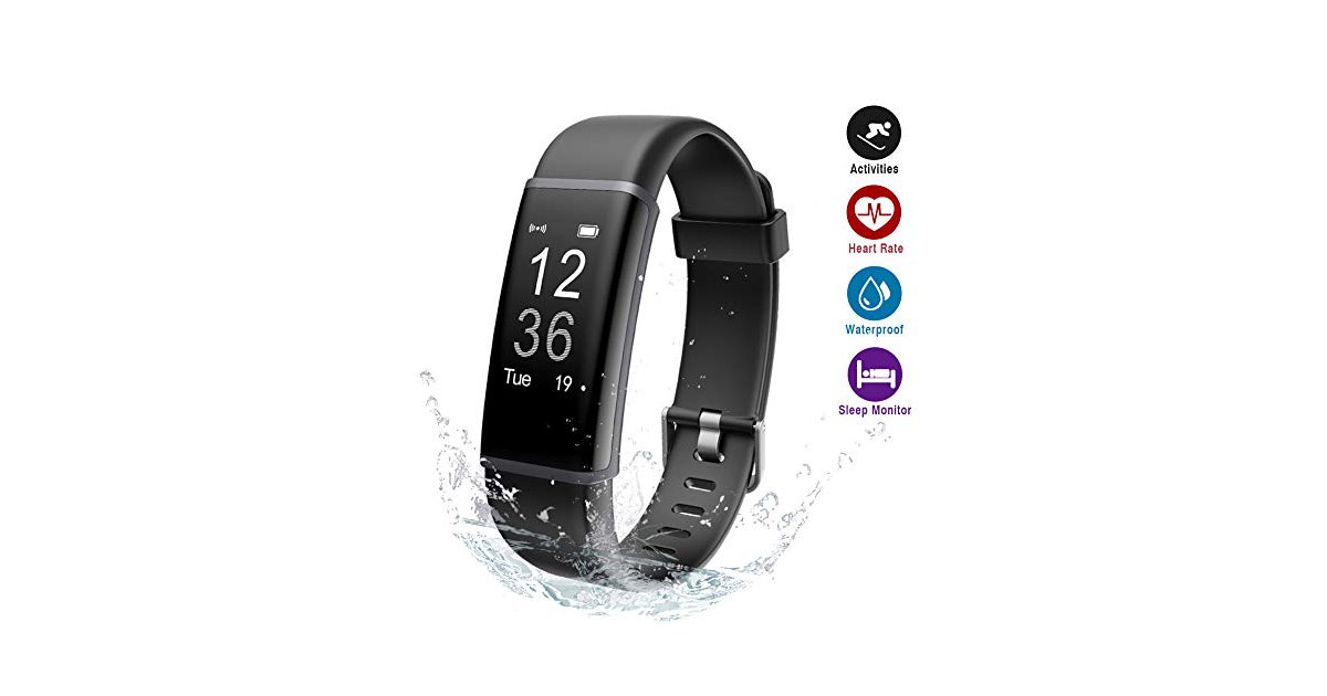 Lintelek IP67 Wasserdicht Schrittzähler, Fitness Tracker mit Pulsmesser