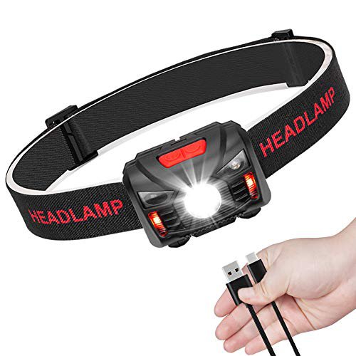 Linkax LED Stirnlampe Kopflampe USB Wiederaufladbare Mini stirnlampen Wasserdicht Leichtgewichts Perfekt fürs Laufen,Joggen, Angeln, Campen, für Kinder und mehr