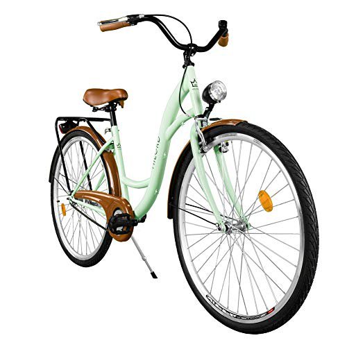 Milord Bikes Milord. Komfort Fahrrad mit Gepäckträger, Hollandrad, Damenfahrrad, 1-Gang, Mint Grün, 28 Zoll