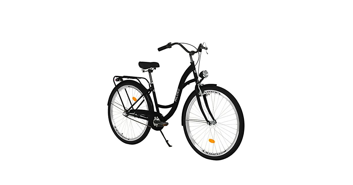 Milord Bikes Milord. Komfort Fahrrad mit Gepäckträger, Hollandrad, Damenfahrrad, 3Gang, Schwarz