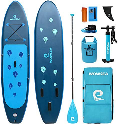 WOWSEA Bionics B1 Aufblasbares Stand Up Paddle Board | 305cm L x 80cm W x 15cm H | Langlebiges und Stabiles Freizeit Paddel SUP | Touren & Yoga iSUP | Blau