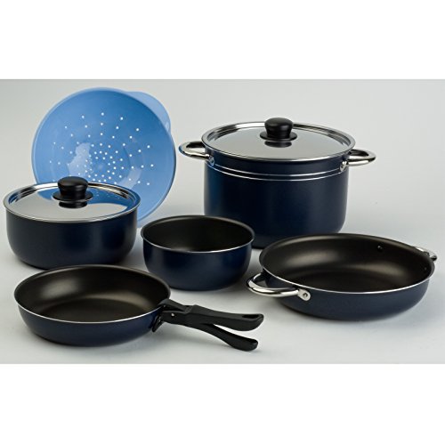 #0107 Aluminium Kochtopf-Set 9-teilig Antihaft Beschichtung inklusive Sieb • Campingtöpfe Campinggeschirr Outdoor Topfset Camping Topf