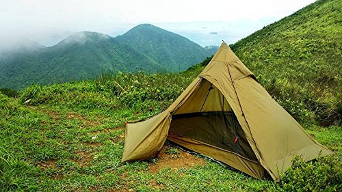 OneTigris Ultraleicht Pyramiden-Zelt mit Bergstock Campingzelt für 2 Personen |MEHRWEG Verpackung (Coyote Braun)