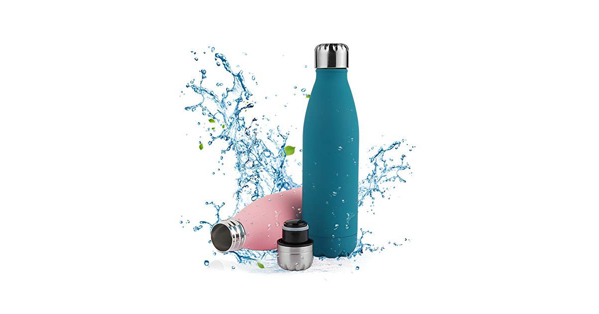 WATERSY Edelstahl Trinkflasche 64oz - Vakuumisoliert Mit 2 Deckeln, 1890ml