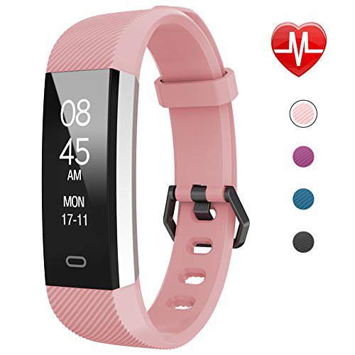 Fitpolo Fitness Armband mit Blutdruckmessung,Smartwatch Fitness Tracker mit Pulsmesser Wasserdicht Fitness Uhr Blutdruck Messgeräte Pulsuhr Schrittzähler Uhr für Damen Herren Anruf SMS SNS Beachten (All rose)