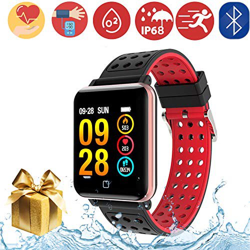 PTHTECHUS Bluetooth Smartwatch Fitness Uhr Intelligente Armbanduhr Fitness Tracker Smart Watch Sport Uhr mit Kamera Schrittzähler Schlaftracker Romte Capture Kompatibel mit Android Smartphone (M19-RoseGold)