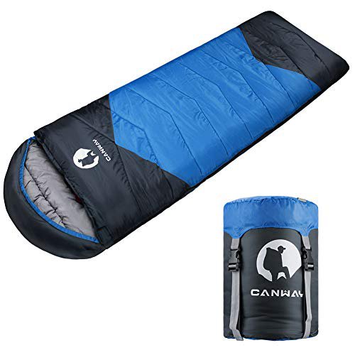 CANWAY Schlafsack Schlafsäcke Mumienschlafsack aus Baumwolle als Füllstoff wasserabweisend für Camping Indoor Outdoor Erwachsene im Winter 1,9KG (Blau-Polyester)