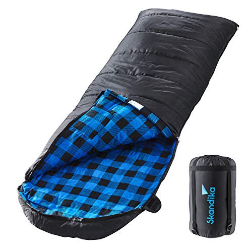 skandika Dundee Decken-Schlafsack Qualität | sehr geräumiger Schnitt | bis -20°C | 220x80 cm | koppelbar (2 Farben) (Schwarz RV Links)