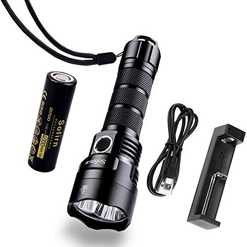 Sofirn C8F Leistungsstarke taktische Taschenlampe mit 3 XP-L-LEDs, maximal 3500 Lumen, 4 Lichtgruppen, 1 bis 7 Lichtstufen 2 Schalter, perfektes Licht für Outdoor Camping