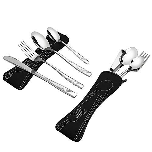 Lesbye Besteck Set Für 2 Personen, Campingbesteck aus Edelstahl, Outdoor Reisebesteck