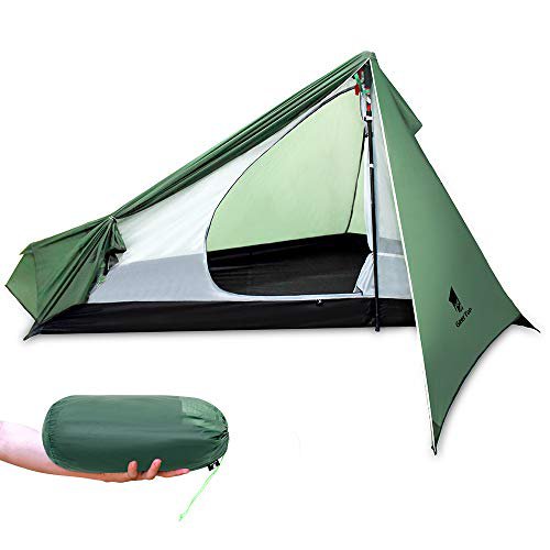 GEERTOP Upgrade Ultralight 3 Season 1 Personenzelt für Camping Backpacking Wandern Reisen - Zelte mit einem Trekkingstock (ohne den Stab) Einfach aufzubaue (Left Door)