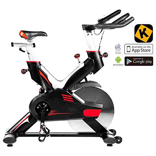AsVIVA Indoorcycle Speedbike S15 Bluetooth schwarz, Fitnessbike inkl. SPD Klicksystem, 27kg Schwungmasse, Pulsempfänger inkl. Brustgurt, leiser Riemenantrieb, Indoor Cycle