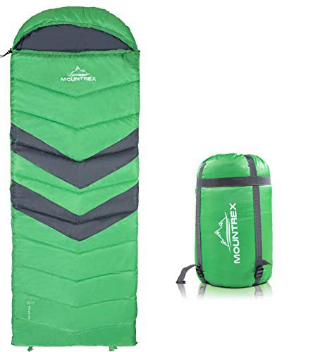 MOUNTREX ® Deckenschlafsack für Camping, Outdoor & Festival - 3 Jahreszeiten Warmer Schlafsack 205 x 75cm - 1.6 Kg - Koppelbar (Links)