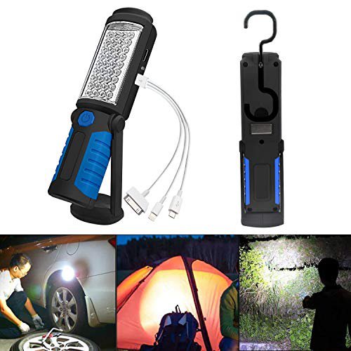 SunTop LED Arbeitsleuchte Mit Magnet Aufladbar Taschenlampe Werkstattlampe Portable Handlampe Campinglampe für Auto Reparatur, Werkstatt, Garage, Camping, Notbeleuchtung (Blau)