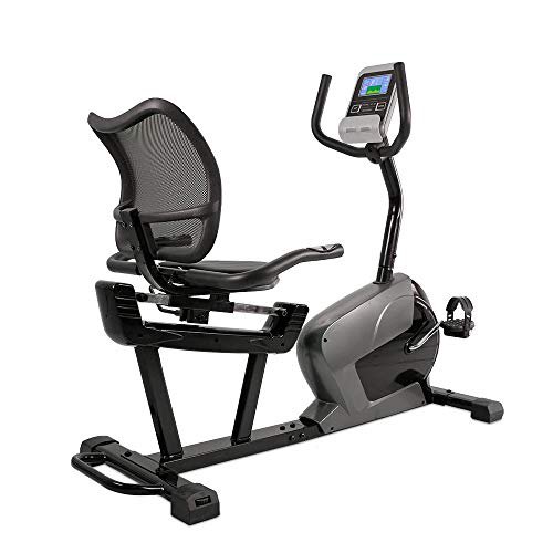 maxVitalis Sitzergometer mit Rückenlehne aus Mesh-Gewebe, 24-stufiger Wiederstand, Handpulsmesser, bedienfreundlicher Trainingscomputer, Zeitschriftenhalter, 8 kg Schwungmasse, belastbar bis 150 kg