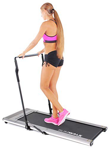 Miweba Sports Laufband SlimWalk S200 - intelligenter Startmodus - ultraflaches Design - große Lauffläche - klappbar - Flach (Silbergrau)