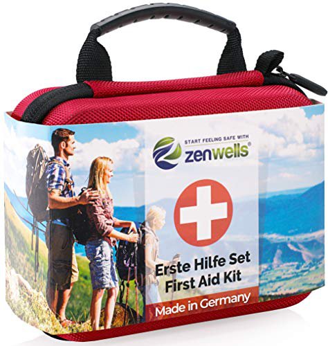 Zenwells Erste Hilfe Set Wandern, Outdoor, Fahrrad & Reise Zubehör für die Erstversorgung der häufigsten Notfälle nach DIN 13167 - First Aid Kit für Deine Sicherheit