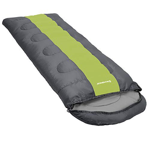 SONGMICS Camping Schlafsack mit Kompressionsbeutel, breiter Trekkingschlafsack für alle 4 Jahreszeiten, leicht zu tranportieren, kompakt, für Camping, 220 x 84 cm, Komforttemperatur 5-15°C, GSB02AJ