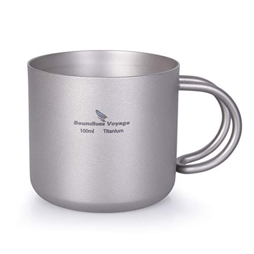iBasingo 100 ml Titan Doppelschicht Wasser Tee Tasse Set Im Freien Innen Wein Kaffee Trink Becher Camping Picknick Tägliches Trinkgeschirr Heimgebrauch