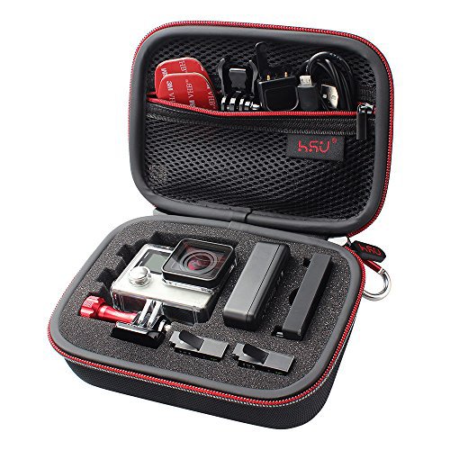 HSU Schutztasche Tragetasche (Kleine) - Neuer Tasche Case für GoPro Hero 2018/8/7/6/5/4 / 3+ und Zubehör, mit Tragegriff und Karabiner Loop