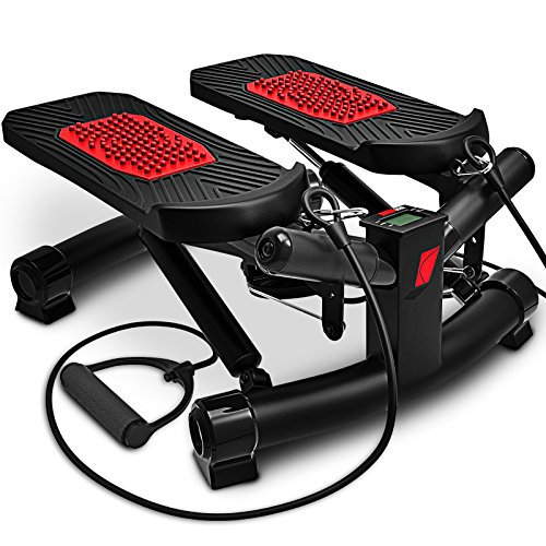 Sportstech 2in1 Twister Stepper mit Power Ropes - STX300 Modell 2019 Drehstepper & Sidestepper für Anfänger & Fortgeschrittene, Up-Down-Stepper mit Multifunktions-Display, Hometrainer Widerstand