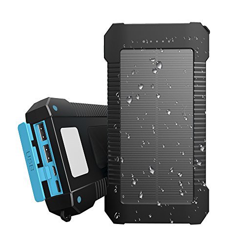 Innoo Tech Solar Ladegerät,  20000mAh Powerbank Solar Externer Akku mit LED Taschenlampe und Mini-USB-Ventilator, mit 3 Ausgänge und Type-C & Micro Dual Dual-Input-Port, wasserdicht nach IP65