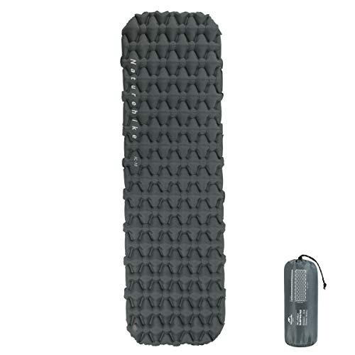 Naturehike Isomatte leicht 6,5 cm Dicke,Einzelne Schlafmatten，Aufblasbares Luftkissen Outdoor Kompakt und feuchtigkeitsfest für Wandern, Backpacking, Camping (Grau)