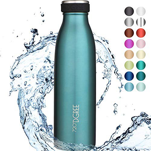 720°DGREE Edelstahl Trinkflasche “milkyBottle” - 500ml - Perfekt für Kinder, BPA-Frei, Auslaufsicher, Kohlensäure geeignet - Kleine Thermosflasche für Sprudel, Sport, Schule, Fitness