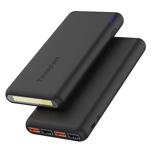 TOOSPON 4-Port Powerbank 30000mAh LED Taschenlampe Externer Akku Mobiles Portable Ladegerät Die Powerbank kann Nicht nur Ihr Handy Aufladen sondern sie ist auch kompatibel mit Spielkonsole(Schwarz)