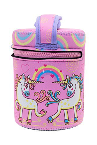 Laken Unisex Jugend Edelstahl Thermobehälter 1 Liter mit Buntem Cover im Design Unix incl. Zwei hermetisch zu verschließende Behälter, pink