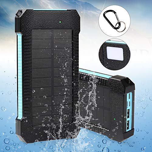 infinitoo 20000mAh Power Bank External Battery Solar Charger with Dual Input Ports and 3 USB Outputs Type C for Android/IOS Phone and Other Smartphones/Mobile Phones Waterproof IP65