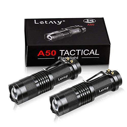PUAIDA Mini LED Taschenlampe,  Superhelle Zoombar LED Taschenlampen mit 3 Modi, Wasserdichte Handlampe Taschenlampen für Kinder, Geschenk, Angeln, Wandern und Camping (2 Stück)