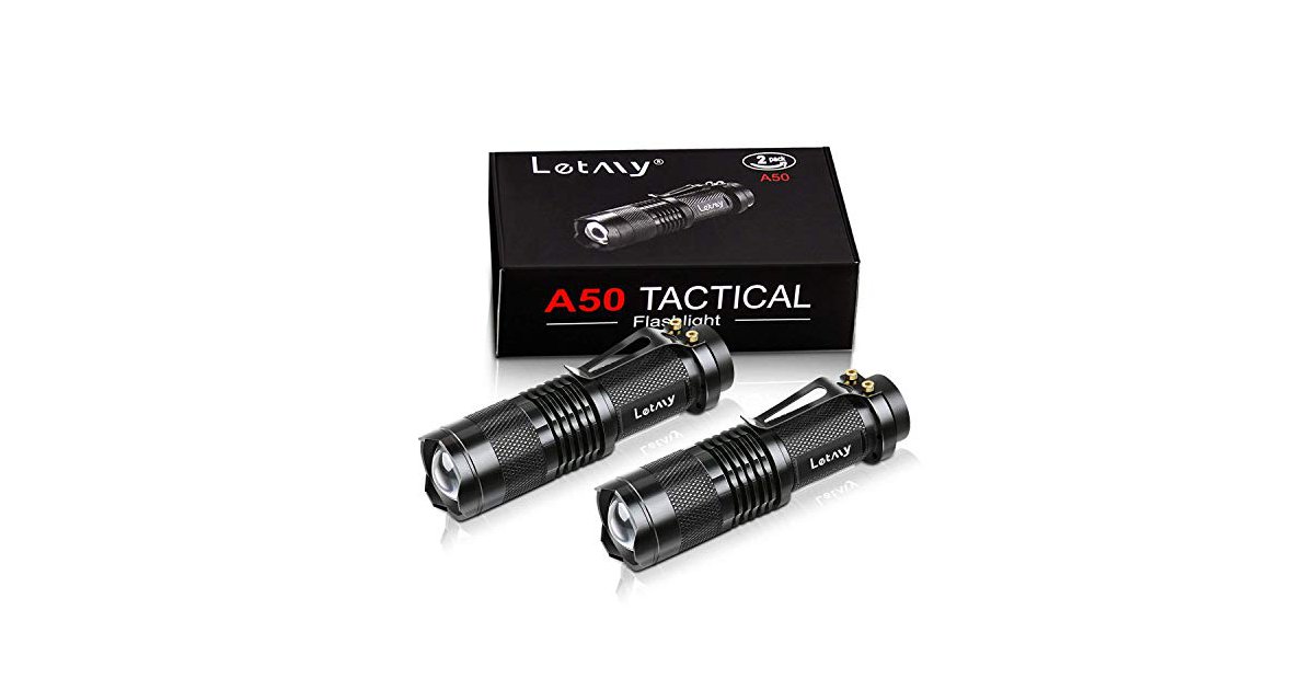 GUODSKHOO LED Taschenlampe • Aufladbar & Zoombar • 3 Modi • IPX4 Wasserdicht • Mit Rettungshammer